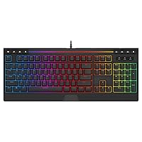 Computer RGB Backlit USB Wired Gaming Keyboards 104 Keys, 25 Anti-Ghosting Spill-Resistant Mac Keyboard for Desktop and PC, Black