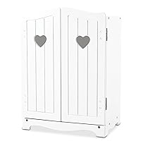 Melissa & Doug Mine to Love Wooden Play Armoire Closet for Dolls, Stuffed Animals - White (17.3”H x 12.4”W x 8.5”D Assembled) - Wooden Pretend Play Closet, Doll Wardrobe
