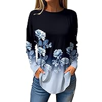Plus Size Tops for Women Shirts for Women Women Shirts Long Sleeve Tee Shirts for Women V Neck T Shirts for Women Black Shirts for Women Women's Tops Womens T Shirts Long Sleeve Blue S