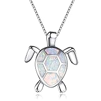 MILACOLATO Opal Turtle Pendant Necklace for Women Health and Longevity 925 Sterling Silver Box Chain 16+2' Cute Animal Jewelry for Women