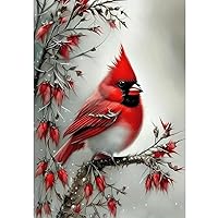 JFYHAB Cardinal Diamond Painting Kits for Adults, DIY Cardinal Diamond Art Kits for Adults Beginners, 5D Diamond Painting Stained Glass Kits, Gem Art for Home Wall Decor Gift 12x16 Inch