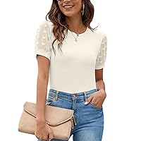 Blooming Jelly Womens Short Sleeve Blouse Business Casual Dressy Tops Ribbed Summer Stylish Work Shirts