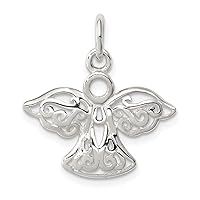 925 Sterling Silver Polished Filigree Religious Guardian Angel Charm Pendant Necklace 18mm Jewelry Gifts for Women