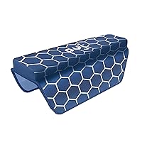 Puj – Navy Honeycomb Arm Rest, with Suction Cups, Extra Comfortable Elbow Rest, Non-Slip, Firm-Grip Baby Bath Tub Cushion with Hanging Loop, Stylish Baby Bath Essentials, 17.5 x 5 x 2.25 inches