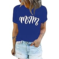 Mothers Day Scoop Neck Summer Tops for Women Funny Tshirts Short Shirts Cute Printed Graphic Tees Dressy Casual Blouses