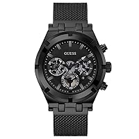 GUESS Men's Sport Multifunction 44mm Watch – Gunmetal & Blue Dial with Gunmetal Stainless Steel Case & Bracelet