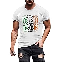 St Patricks Day Tshirt Men Clover Printed Graphic Shirts Short Sleeve Active Tee Tops Funny Irish Green Day T-Shirt