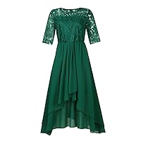 Women's 2024 Solid Lace Dressy Dresses Elegant Short Sleeve Maxi Dress Plus Size Evening Party Dresses