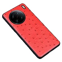 Case for Vivo X90 Pro Plus, Luxury Business Genuine Leather Slim Back Cover with Camera Protection Shockproof Men Durable Protective Phone Case for Vivo X90 Pro Plus,C red