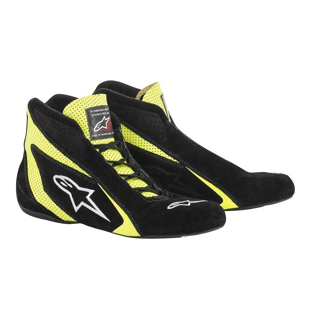 Alpinestars 2710618-155-8.5 SP Shoes , Black/Yellow Fluo, Size 8.5, SFI 3.3 Level 5/FIA, Suede