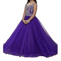 Flower Girls' Birthday Party Prom Ball Gown Floor Length Straps Beads Pageant Dresses