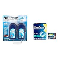 Nicorette 4 mg Coated Nicotine Lozenges 20 Count x 4 Bundle Plus NicoDerm CQ 14 Count 21 mg Nicotine Patches and Advil Dual Action 2 Count