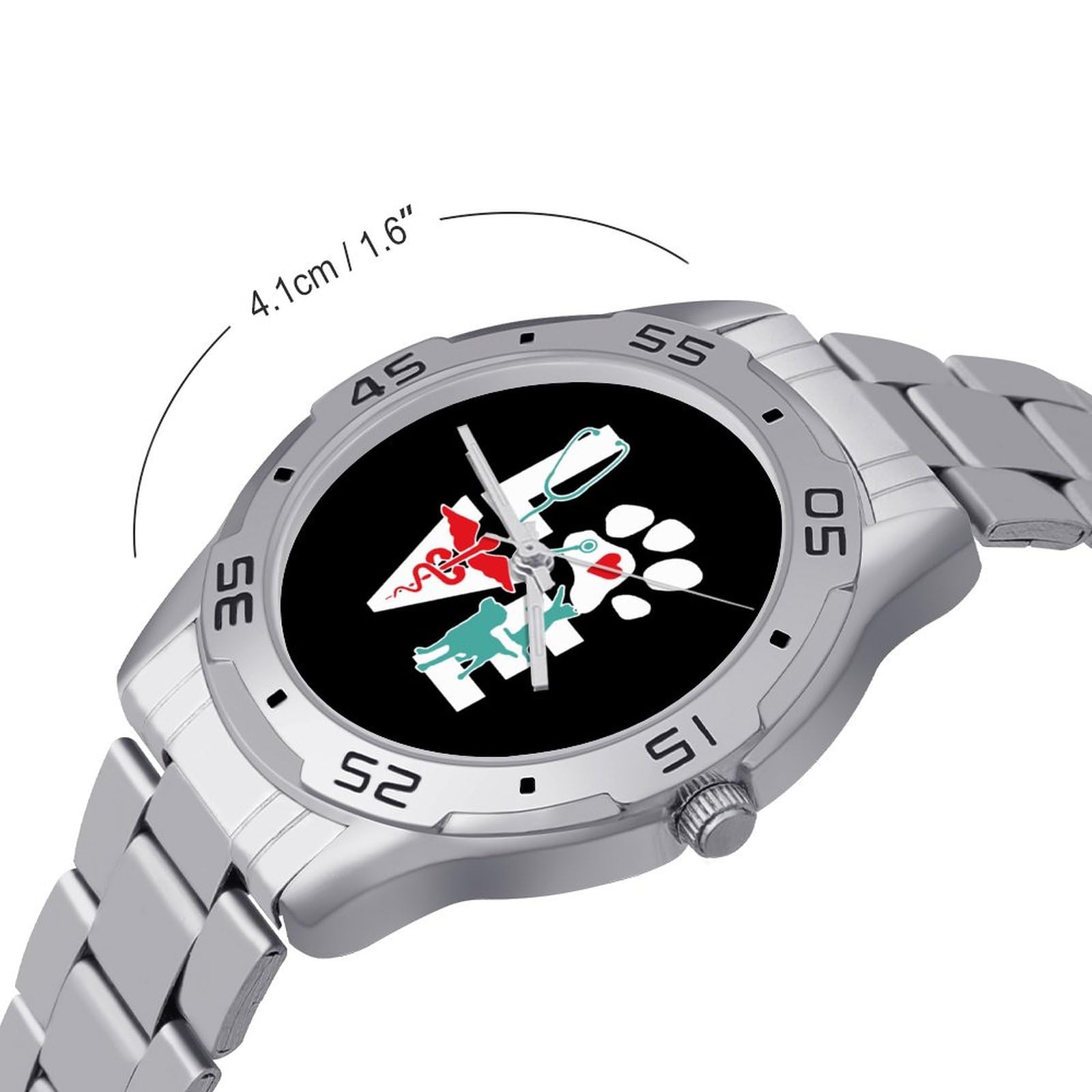 Veterinarian Love Cat and Dog Veterinary Stainless Steel Band Business Watch Dress Wrist Unique Luxury Work Casual Waterproof Watches