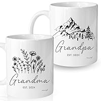New Grandparents Gifts First Time 2024, Pregnancy Announcement For Grandparents Mug Set, Promoted To Grandparents Grandma And Grandpa 2024 Mugs, Grandparents Baby Announcement Gifts Est 2024
