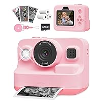Anchioo Instant Print Camera for Kids,2.4 Inch Screen Kids Camera for Girls with Inkless Print Paper, Birthday Gift for Girls Boys Age 3-12,1080P Instant Camera Toys for 3 4 5 6 7 8 Year Old Girl-Pink