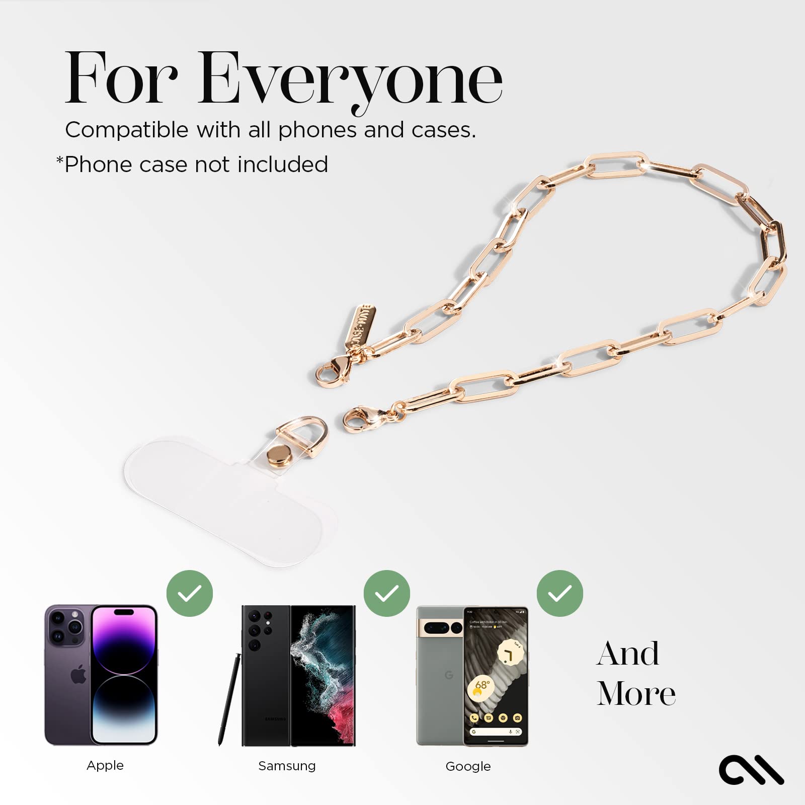 Case-Mate Phone Charm with Gold Metal Chain - Detachable Phone Lanyard, Hands-Free Wrist Strap, Adjustable Phone Strap Grip, Accessory for Women - iPhone 14 Pro Max/ 13 Pro Max/ 12 Pro Max/ 11 - Gold