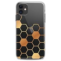 TPU Case Compatible for iPhone 15 Pro Max Abstract Honeycombs Clear Print Geometric Girls Teen Design Yellow Soft Slim fit Woman Cute Flexible Silicone Lux
