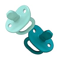 Boon Jewl Silicone Orthodontic Pacifier - Baby Pacifier with Soothing Gem Shaped Nipple - Comfortable Newborn Pacifiers Support Natural Oral Muscular Development - Blue - 2 Count - 3-6 Months