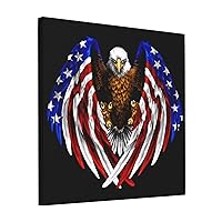 NEzih Patriotic American Flag Eagle Wall Art for Living Room Frameless Decorative Painting Bedroom Home Decor Picture Hanging Print 12x12 in