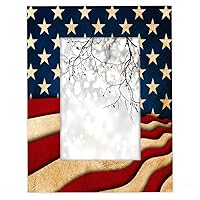 Picture Frames 8x10 for Wall Decor Usa American Flag Vintage Hanging Picture Frame with Stand Large Wood Photo Poster Frames Collage for Tabletop, Acrylic Face