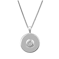 jewellerybox Sterling Silver CZ Plain Medallion Necklace 14-32 Inches