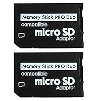 Memory Stick PRO Duo Adapter, microSDHC TF Card microSD to Memory Stick MS PRO Duo Card for Sony PSP, Playstation Portable, Cybershot Digital Camera, Handycam, PDA (Pack of 2)