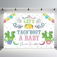 MEHOFOND 7x5ft Mexican Fiesta Cactus Gender Reveal Backdrop for Let's Taco Bout a Baby He or She Photography Background Baby Shower Party Banner Cake Table Decoration Photoshoot Studio