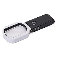 JIECHUqn - 85X55mm Square Optical Lens 9 Led Counterfeit Detector Handheld Reading Appraisal Antique Magnifying Glass