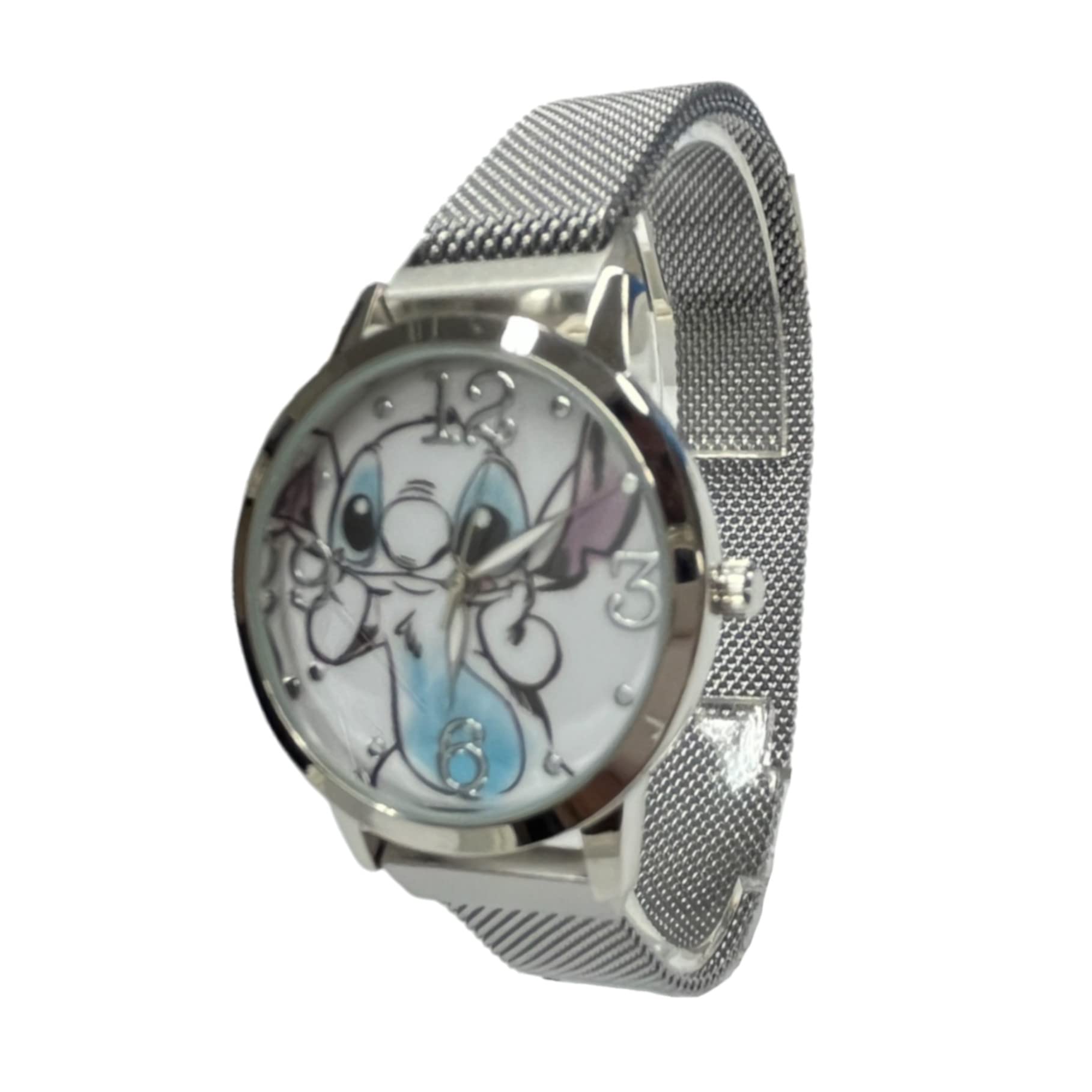 Accutime Kids LILO & Stitch Analog Quartz Wrist Watch with Small Face, Silver Accents for Girls, Boys, Kids (LAS8014AZ)