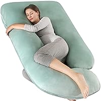 Pregnancy Pillows,U Shaped Full Body Maternity Pillow with Removable Cover,Support for Pregnant Women,57 Inch Pregnancy Pillows for Sleeping (Green,Velvet)