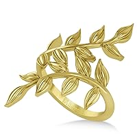 14k Gold Olive Leaf Vine Plain Metal Fashion Ring