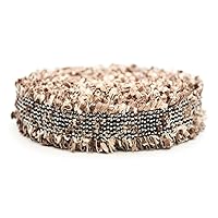 CRAFTMEMORE Luxury Tweed Lace Trim Ribbon Fabric Trimmings Embroidered Applique DIY Costume Sewing Craft (Silver on Brown x 45 Yards)