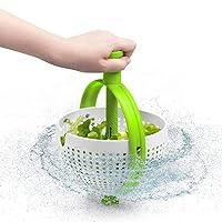 Salad Spinner, Multi-Use Kitchen Collapsible Spinning Colander with Handle, Strainer, Lettuce Dryer with Easy Spin Washer Dryer Drainer Compact Storage Cleaning & Drying Greens, Vegies, Fruits