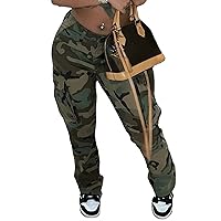 Women's Camo Cargo Pants High Waist Baggy Wide Leg Camouflage Army Fatigue Joggers Sweatpants with Pockets