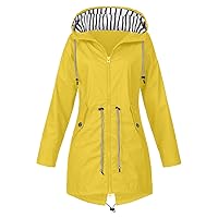 SNKSDGM Womens Lightweight Waterproof Rain Jacket with Hood Raincoats Plus Size Windbreaker Trench Coat for Hiking Travel