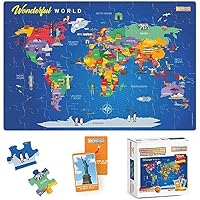 World Map Puzzle and California Map Puzzle from Zigyasaw | Geography Puzzle for Kids from Age 5 and Above | 24x36 inches (54 Pieces) and 20x28 inches (250 pcs) | Puzzles and Quiz Cards for Family Fun