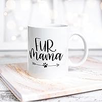 Funny White Ceramic Coffee Mug Fur Mama Christmas Porcelain Drinking Cup for Tea Beer Soda Pet Dog Cat Coffee Mug for Home Office Novelty Christmas New Year Gift for Dog Mom Friends