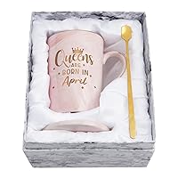 YHRJWN Birthday Gifts for Women, April Birthday Gifts for Women, Queens Are Born in April Mug, Gifts for Women Friends BFF Sister Wife, Aries Taurus Zodiac Gifts, 14 Oz with Gift Box