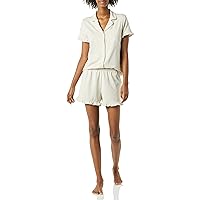 Amazon Essentials Women's Cotton Modal Piped Notch Collar Pajama Set (Available in Plus Size)