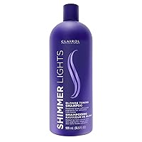 CLAIROL PROFESSIONAL Shimmer Lights Purple Shampoo, 31.5 fl. Oz Neutralizes Brass & Yellow Tones For Blonde, Silver, Gray & Highlighted Hair Packaging May Vary