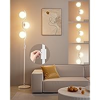 Lightdot 60IN Dimmable (Brightness Adjustable) Globe Floor Lamp, Mid Century Standing Lamps with 3000K G9 Bulbs Included, White Pole Modern Tall Lamp for Living Room Bedroom