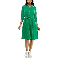 Sharagano Women's Button Front Pleated Shirt Casual Dress