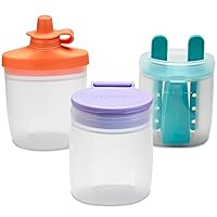 Pyrex Littles (6-PC) Silicone Baby Toddler Feeding Set, 5 OZ Pouches and Lids For Food & Beverage, Airtight Leak-Proof, BPA Free Non-Breakable Dishwasher Safe, Ages 6 Months +
