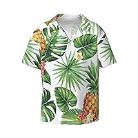 Pineapple Men's Summer Short-Sleeved Shirts, Casual Shirts, Loose Fit with Pockets