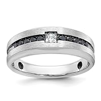 10k Polished and Satin With Black Rhodium Black And White Diamond Mens Ring Size 10.00 Jewelry Gifts for Men