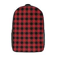 Red Buffalo Plaid Laptop Backpack for Men Women 17 Inch Travel Computer Bag Fashion Daypack