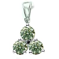 2.42 ct Si1 Silver Plated Round Solitaire Real Moissanite Pendant yellow Green