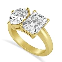 Allurez 18k Gold Emerald/Oval Lab Grown Diamond Toi et Moi Ring (5.50ct)