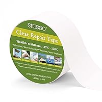 SEISSO Clear Repair Tape, Waterproof Canvas Patch Vinyl Repair Tape for RV Awning Tents Covers Fabric Camping Sail Boat Umbrellas Bimini Tops -16.34FT x 1.97 Inches, 1 Roll