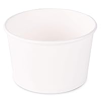 Paper Ice Cream Cups - 100-Count - 8 oz Disposable Dessert Bowls for Hot or Cold Food, 8-Ounce Party Supplies Treat Cups for Sundae, Frozen Yogurt, Soup, White
